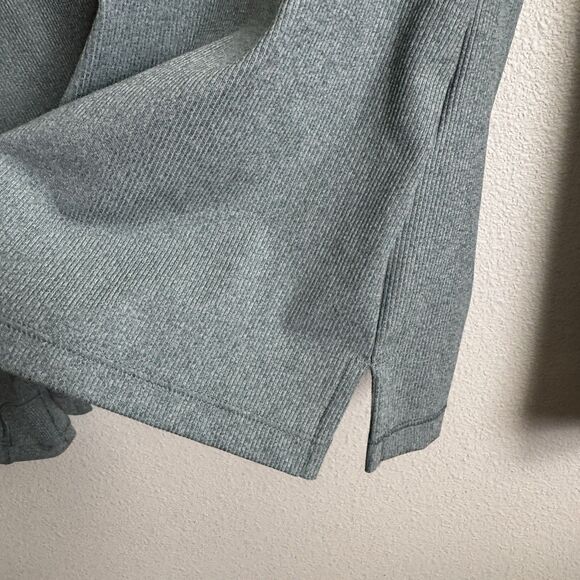 Athleta Top Womens Large Green Uptempo Ribbed Knit Henley Comfy Soft Stretch - Picture 4 of 15